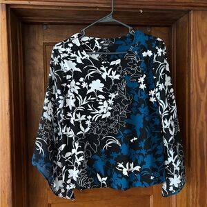 Alfani Black and Blue Floral Blouse